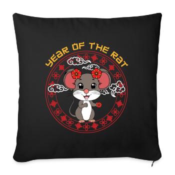 Year Of Rat Cute Chinese Kawaii Chinese New Year - Sofa pillowcase 17,3'' x 17,3'' (45 x 45 cm) - black - Front