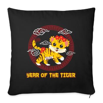 Cute Tiger Chinese Kawaii Chinese New Year - Sofa pillowcase 17,3'' x 17,3'' (45 x 45 cm) - black - Front