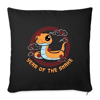 Year Of Snake Kawaii Zodiac Chinese New Year - Sofa pillowcase 17,3'' x 17,3'' (45 x 45 cm) - black - Front