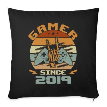 Gamer seit 2019 - Gaming-Jubiläumsgeschenk 2019 - Sofakissenbezug 45 x 45 cm - Schwarz - Vorne