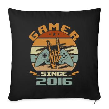 Gamer Since 2016 - Gaming Anniversary Gift 2016 - Sofa pillowcase 17,3'' x 17,3'' (45 x 45 cm) - black - Front