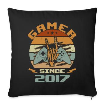 Gamer seit 2017 - Gaming Geburtstagsgeschenk 2017 - Sofakissenbezug 45 x 45 cm - Schwarz - Vorne
