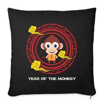 Year Of The Monkey Kawaii Zodiac Chinese New Year - Sofa pillowcase 17,3'' x 17,3'' (45 x 45 cm) - black - Front