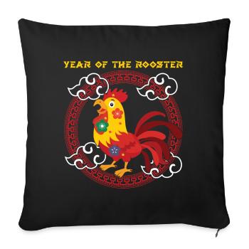 Année du Coq Kawaii Zodiac Nouvel An Chinois - Housse de coussin décorative 45 x 45 cm - noir - Devant