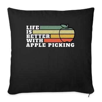 Life Is Better With Apple Picking Retro Vintage - Sofa pillowcase 17,3'' x 17,3'' (45 x 45 cm) - black - Front