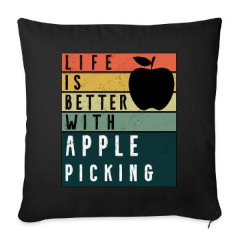 Life Is Better With Apple Picking Retro - Sofa pillowcase 17,3'' x 17,3'' (45 x 45 cm) - black - Front