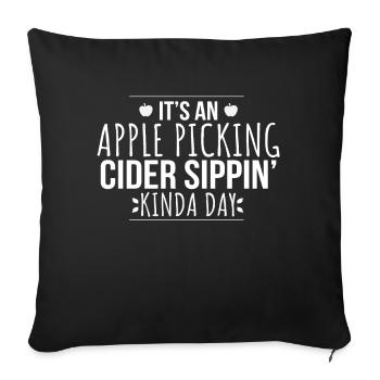 Cidre de pomme Cueilleur de pommes Saison de récolte des pommes - Housse de coussin décorative 45 x 45 cm - noir - Devant