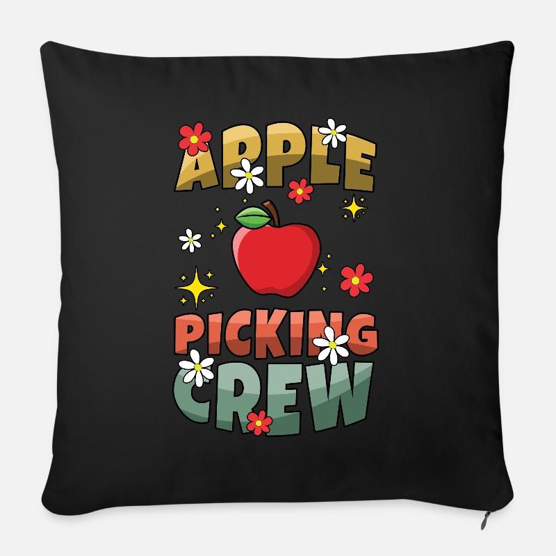Apfelpflückmannschaft Apfelpflücker Apfelsaison Retro - Sofakissenbezug 45 x 45 cm - Schwarz