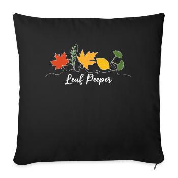 Feuille Peeper Kawaii Feuillage Feuille Regarder - Housse de coussin décorative 45 x 45 cm - noir - Devant