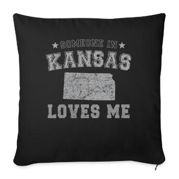 Someone In Kansas Loves Me Grunge - Sofa pillowcase 17,3'' x 17,3'' (45 x 45 cm) - black - Front