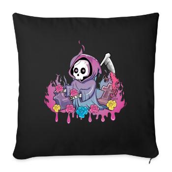 Grim Skeleton Kawaii Occult Satanic Pastel Gothic - Sofa pillowcase 17,3'' x 17,3'' (45 x 45 cm) - black - Front