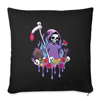 Faucheuse Kawaii Occulte Satanique Pastel Gothique - Housse de coussin décorative 45 x 45 cm - noir - Devant
