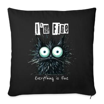 Chat échevelé Je vais bien Tout va bien - Housse de coussin décorative 45 x 45 cm - noir - Devant