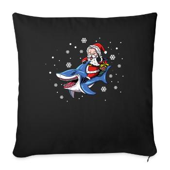 Santa Claus Rides Shark Christmas Hat Gift - Sofa pillowcase 17,3'' x 17,3'' (45 x 45 cm) - black - Front