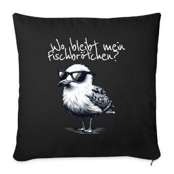 Where's My Fish Sandwich Cool Seagull Saying - Sofa pillowcase 17,3'' x 17,3'' (45 x 45 cm) - black - Front