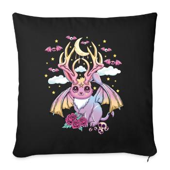 Mignon Baphomet Satanique Pastel Gothique Kawaii Occulte - Housse de coussin décorative 45 x 45 cm - noir - Devant