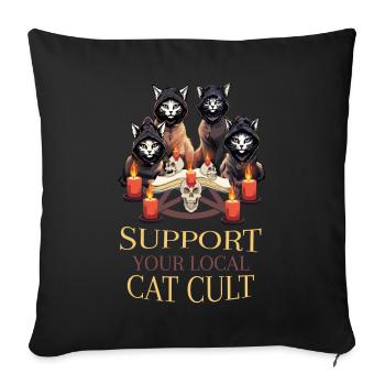 Local Cat Cult Occult Satanic Pastel Gothic - Sofa pillowcase 17,3'' x 17,3'' (45 x 45 cm) - black - Front