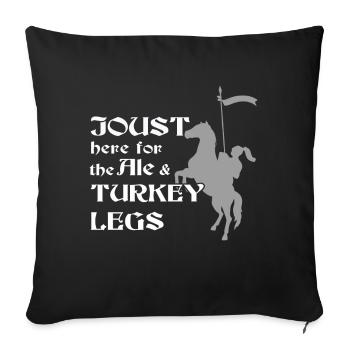Joute ici pour la bière et les cuisses de dinde Joutes amusantes - Housse de coussin décorative 45 x 45 cm - noir - Devant