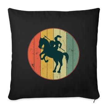 Rétro Vintage Chevalier Joute Ren Faire - Housse de coussin décorative 45 x 45 cm - noir - Devant