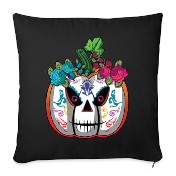 Pumpkin Mexican Floral Muertos Dead - Sofa pillowcase 17,3'' x 17,3'' (45 x 45 cm) - black - Front