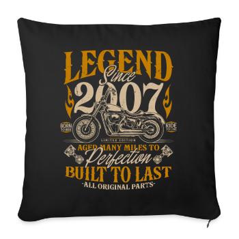 Legend Since 2007 Cadeau d’anniversaire moto - Housse de coussin décorative 45 x 45 cm - noir - Devant