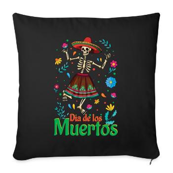 Blumen Muertos Tag der Toten Halloween - Sofakissenbezug 45 x 45 cm - Schwarz - Vorne