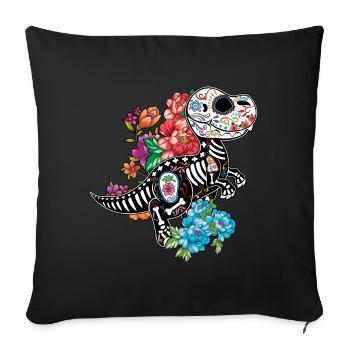 Dinosaur Skeleton Muertos Day Of Dead Halloween - Sofa pillowcase 17,3'' x 17,3'' (45 x 45 cm) - black - Front