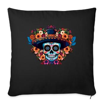 Hut Muertos Tag der Toten Halloween Skelett - Sofakissenbezug 45 x 45 cm - Schwarz - Vorne