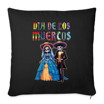Skelett Paar passend Halloween Muertos - Sofakissenbezug 45 x 45 cm - Schwarz - Vorne