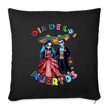 Skelett Paar passend Halloween Muertos Tag - Sofakissenbezug 45 x 45 cm - Schwarz - Vorne