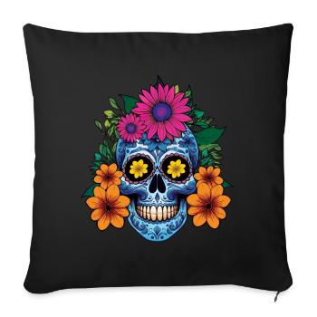 Realistic Skeleton Muertos Day Of Dead Halloween - Sofa pillowcase 17,3'' x 17,3'' (45 x 45 cm) - black - Front