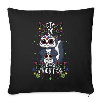 Süße Kawaii Blumen Muertos Tag Des Toten Halloween - Sofakissenbezug 45 x 45 cm - Schwarz - Vorne