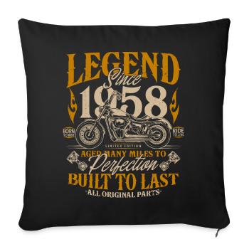 Legend Since 1958 Motorcycle Birthday Gift - Sofa pillowcase 17,3'' x 17,3'' (45 x 45 cm) - black - Front