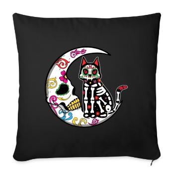 Blumenskelett Muertos Tag Des Toten Halloween Mond - Sofakissenbezug 45 x 45 cm - Schwarz - Vorne