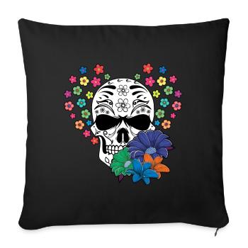 Blume Skelett Muertos Tag Des Toten Halloween - Sofakissenbezug 45 x 45 cm - Schwarz - Vorne