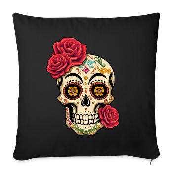 Rose Skeleton Muertos Day Of Dead Halloween - Sofa pillowcase 17,3'' x 17,3'' (45 x 45 cm) - black - Front
