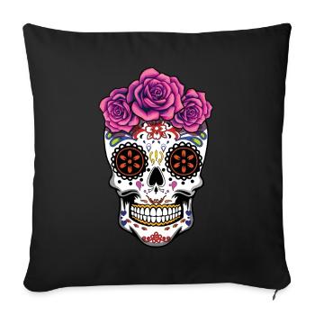 Rose Floral Muertos Day Of Dead Halloween - Sofa pillowcase 17,3'' x 17,3'' (45 x 45 cm) - black - Front