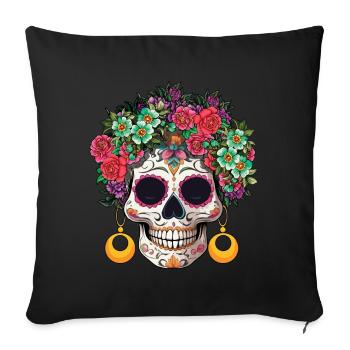 Bunte Blume Muertos Tag Des Toten Halloween - Sofakissenbezug 45 x 45 cm - Schwarz - Vorne