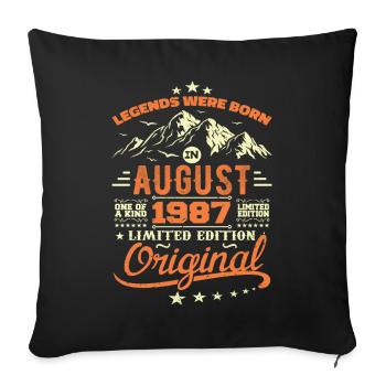 August 1987 Birthday August 1987 Vintage Gift - Sofa pillowcase 17,3'' x 17,3'' (45 x 45 cm) - black - Front