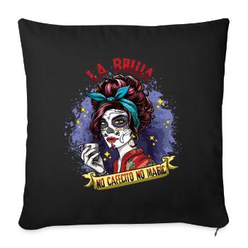 Pas de café Pas de Muertos magique Jour des morts Halloween - Housse de coussin décorative 45 x 45 cm - noir - Devant