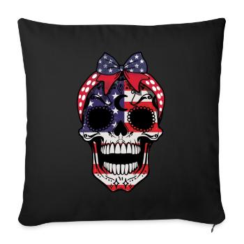 US-Flagge Skelett Muertos Tag der Toten Halloween - Sofakissenbezug 45 x 45 cm - Schwarz - Vorne