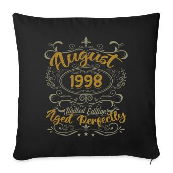 Août 1998 Août Cadeau Anniversaire 1998 Août 1998 - Housse de coussin décorative 45 x 45 cm - noir - Devant