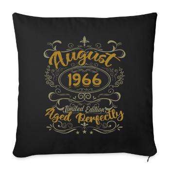 Août 1966 Août Cadeau Anniversaire 1966 Août 1966 - Housse de coussin décorative 45 x 45 cm - noir - Devant