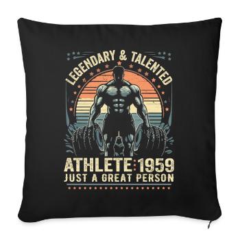 Vintage 1959 Fitness Cadeau D'anniversaire 1959 - Housse de coussin décorative 45 x 45 cm - noir - Devant