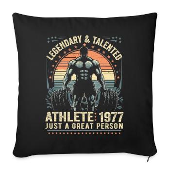 Vintage 1977 Fitness Cadeau D'anniversaire 1977 - Housse de coussin décorative 45 x 45 cm - noir - Devant