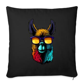Cool llama alpaca wearing sunglasses retro design - Sofa pillowcase 17,3'' x 17,3'' (45 x 45 cm) - black - Front