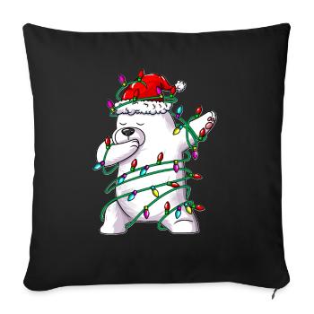 Eisbär in Lichterkette tanzt Dab Weihnachtskostüm - Sofakissenbezug 45 x 45 cm - Schwarz - Vorne
