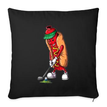 Hobby Golfer Golf Course Golfer Eating Hot Dog - Sofa pillowcase 17,3'' x 17,3'' (45 x 45 cm) - black - Front