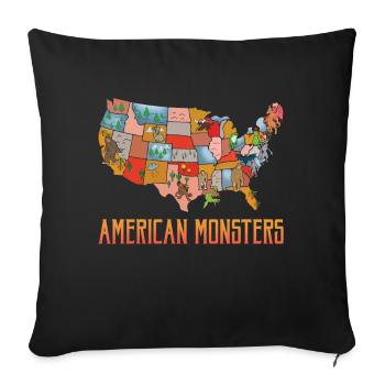 Monstres américains Monstres cryptides Créatures mythiques - Housse de coussin décorative 45 x 45 cm - noir - Devant