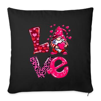 Gnome Nouvellement amoureux Couples amoureux Homme Femme - Housse de coussin décorative 45 x 45 cm - noir - Devant